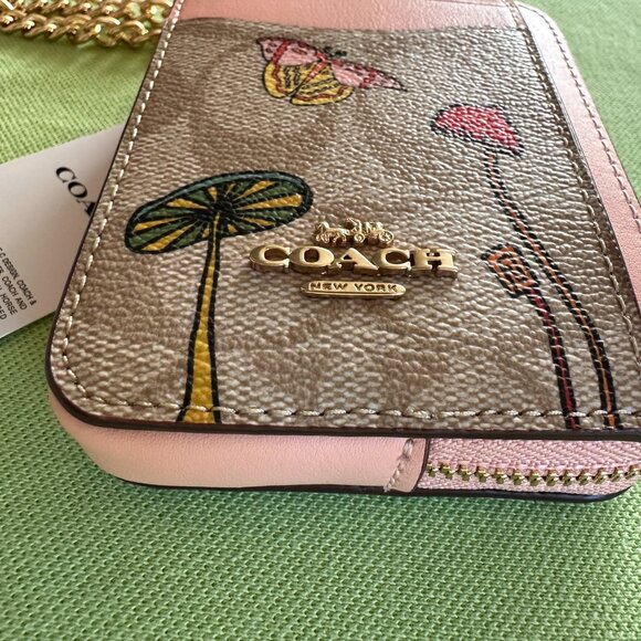 COACH X OBSERVED BY US ZIP CARD CASE:NWT LIGHT PINK/LIGHT KHAKI CU403 - Picture 9 of 12